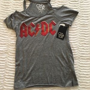 NWT Chaser AC/DC open shoulder top